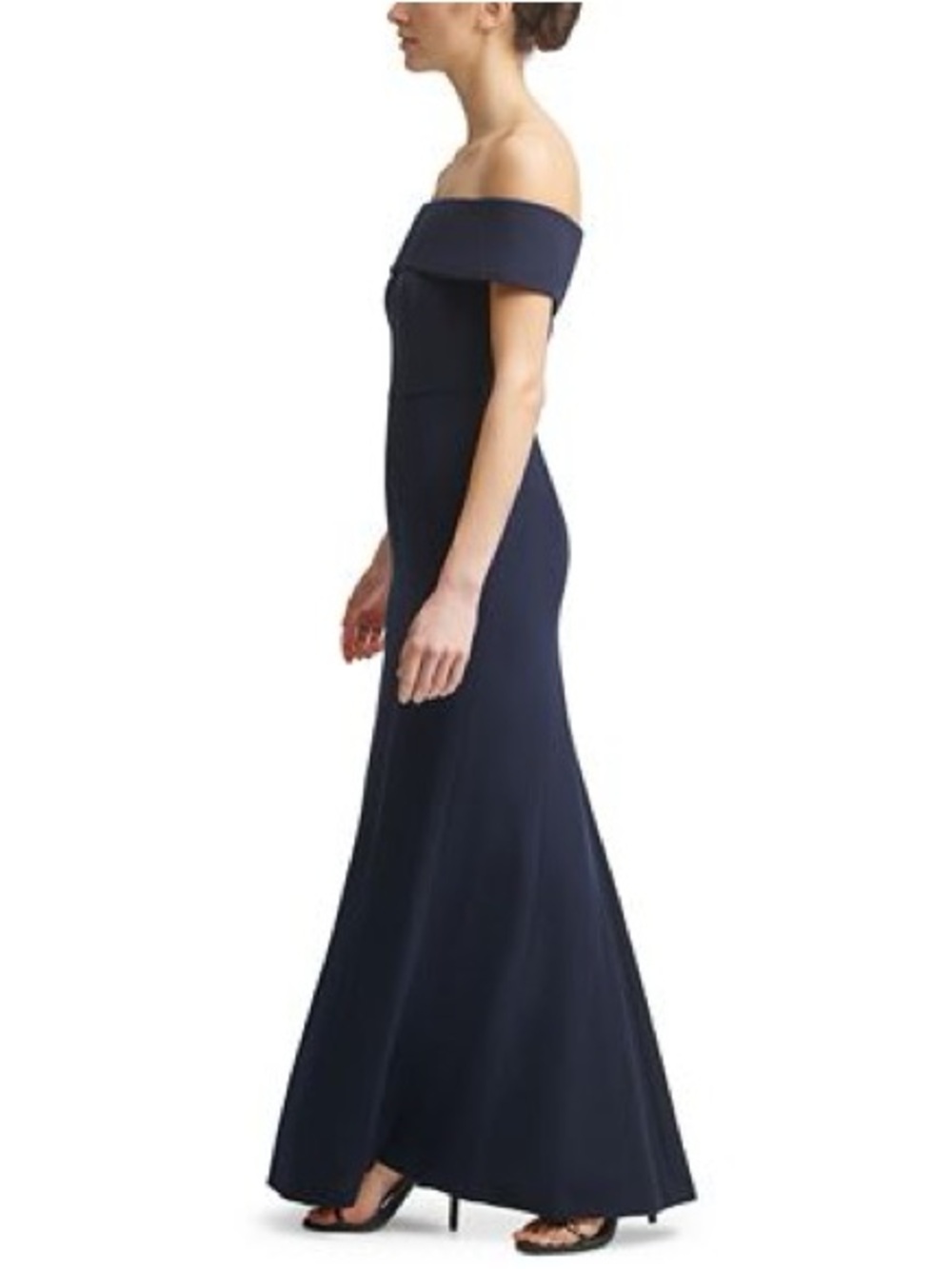 Calvin Klein Off-Shoulder Navy Maxi Dress - Picture 2 of 5